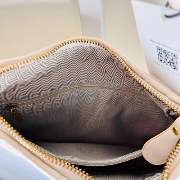 EDYISA Serena Shoulder Bag Off White Woven Leather Handbag Purse Clutch Bag - Picture 4 of 5